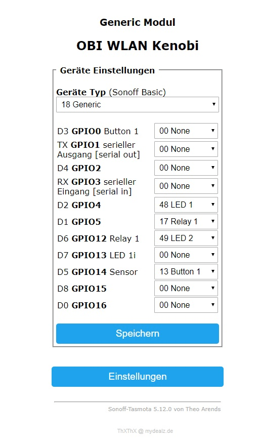 Tasmota-Konfiguration tasmota-config