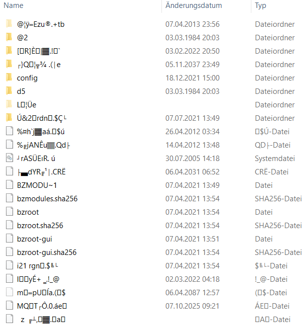 Inhalt des defekten USB-Sticks content-broken-stick